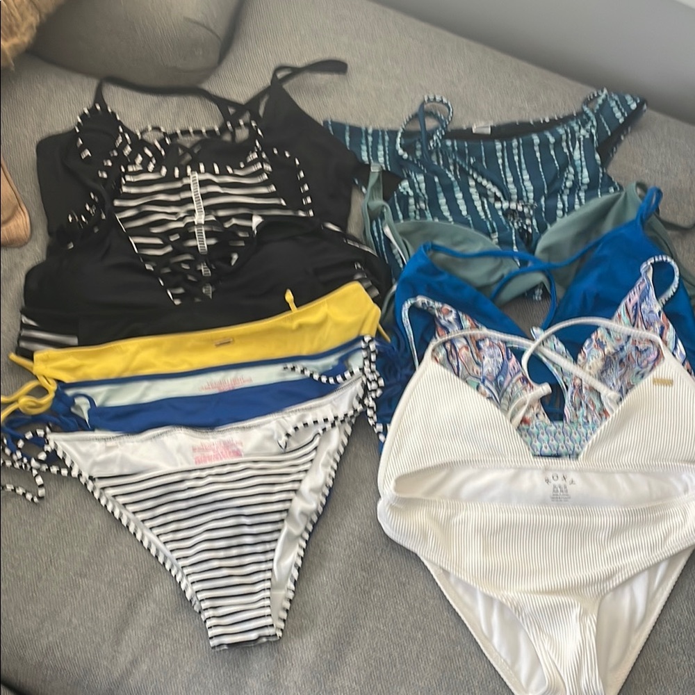 Some Victoria's Secret Yellow, Blue, and Striped Swimwear